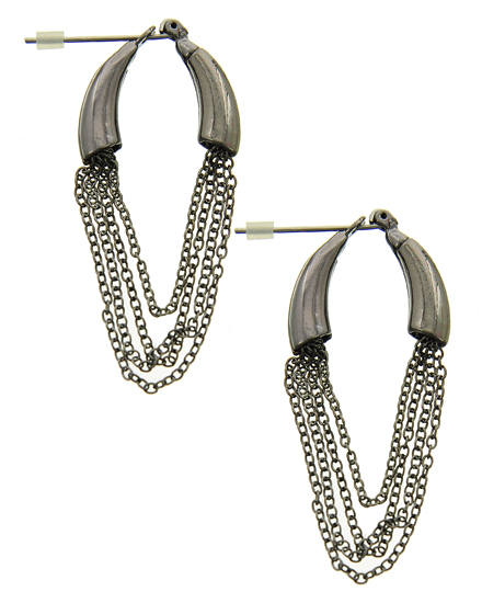 Hematite Tone Chain Earrings