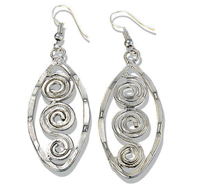 Antiqued Silver Earrings with Interior Swirls