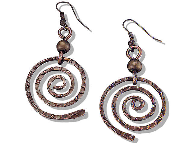 Copper Earrings - Hand Crafted Swirl