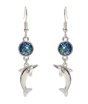 Dolphin Earrings with Mermaid Scales