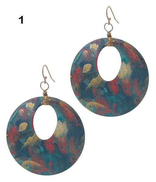 Multi-Color Metal Disk Earrings