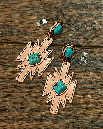 Turquoise Earrings Aztec Style Post Earrings