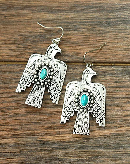 Thunderbird Earrings with Natural Turquoise