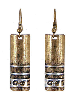 Earrings Antiqued Gold Tone with Silver Tone Accents