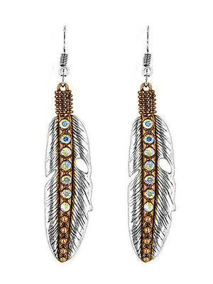 Feather Earrings with Rhinestone