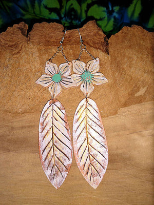 Artsy leaf and flower earrings