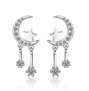.925 Post Earrings featuring moon and stars