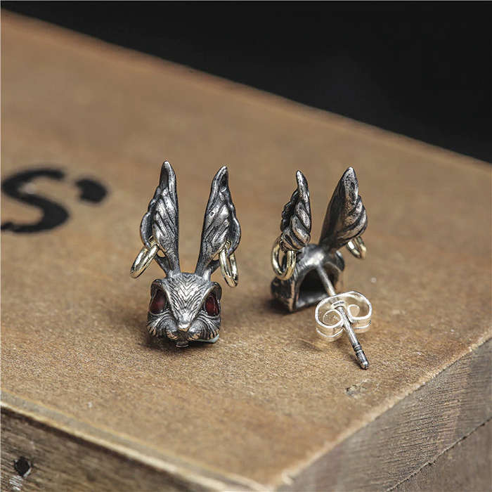Bronze Rabbit Earring Rabbit Stud Earrings - Magnolia Mountain Jewelry