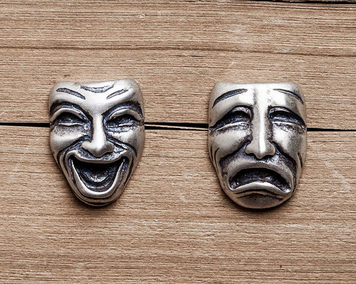 Comedy and Tragedy Mask Stud Earrings 