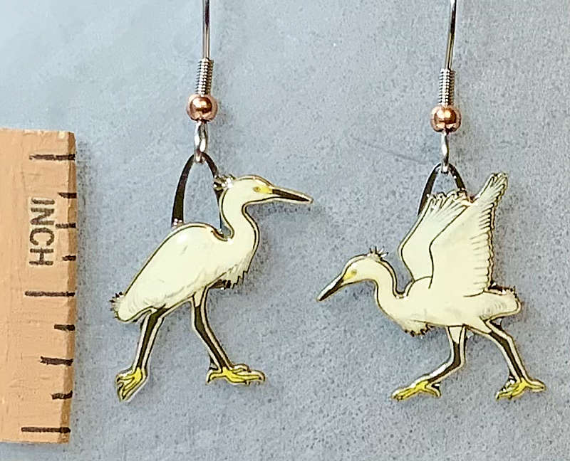 Snowy Egret Earrings