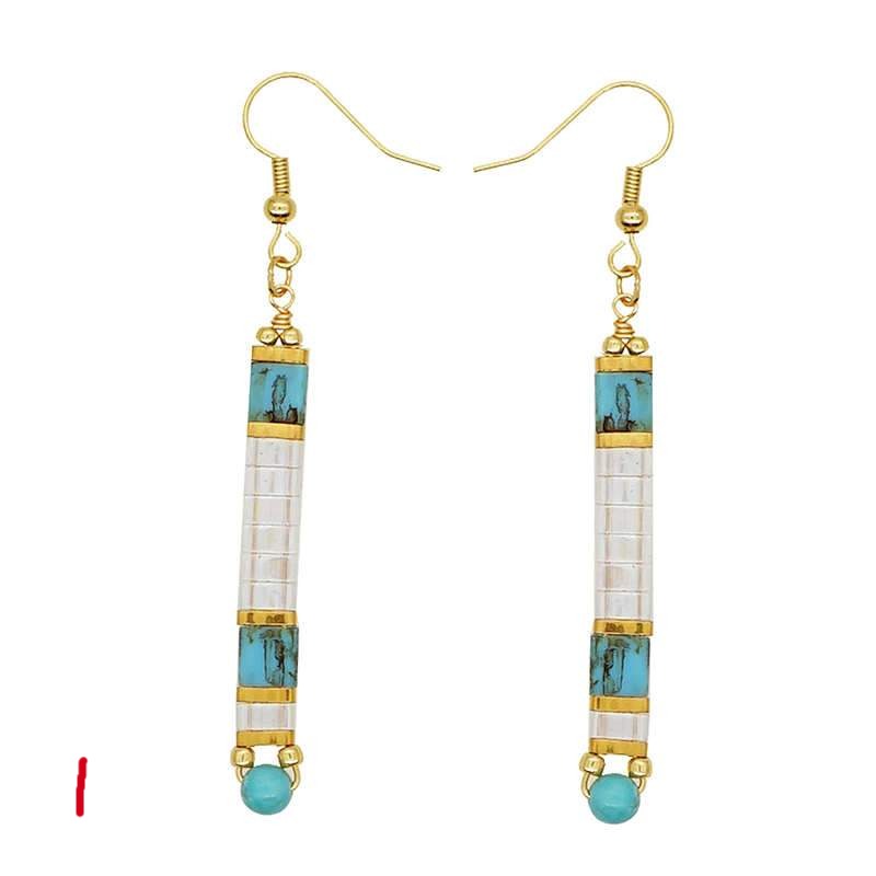 Turquoise and White Earrings