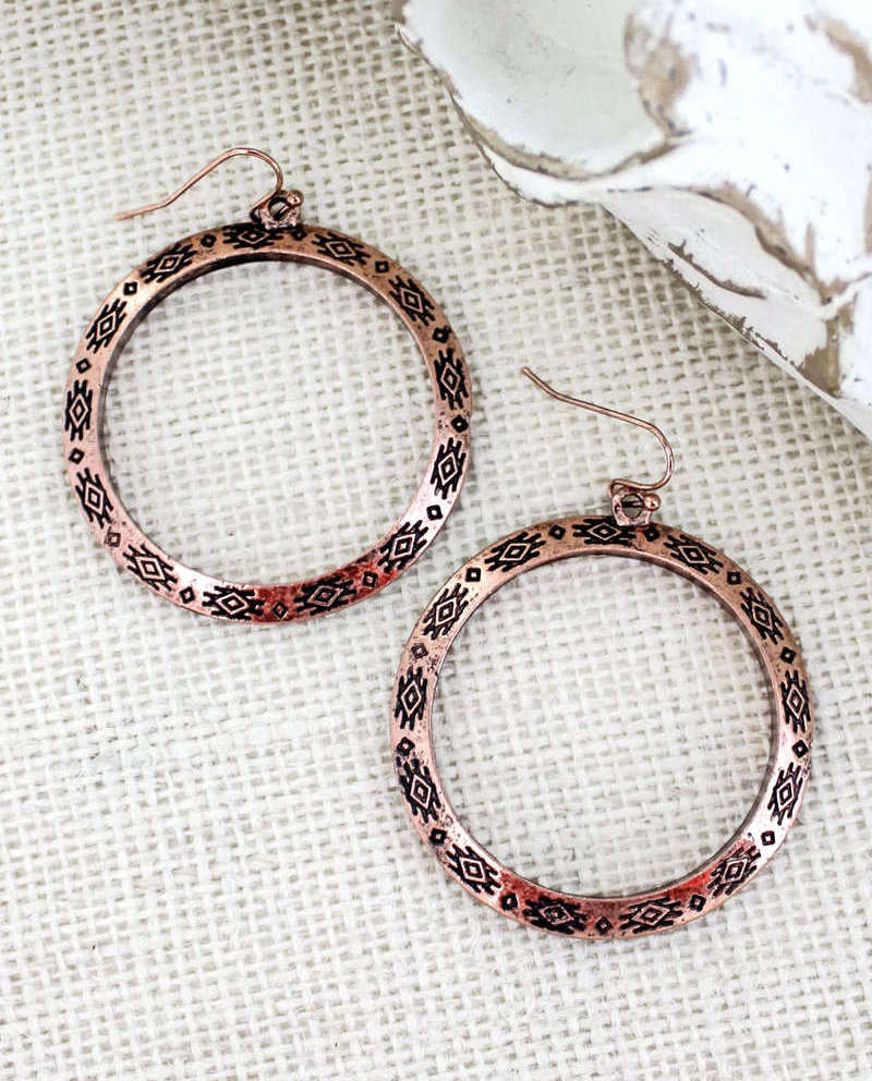Copper Tone Southwest Earrings