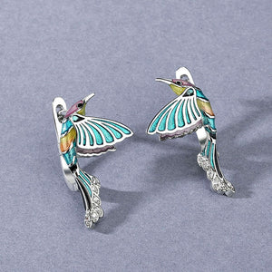 Bird Earrings - Sterling Silver Enamel