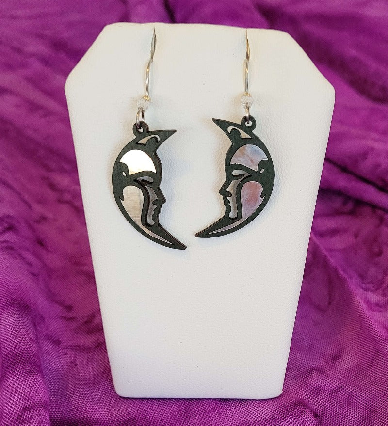 Moon Earring with Silver Foil Accent