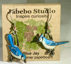 Recycled Material lBlue Jay earrings