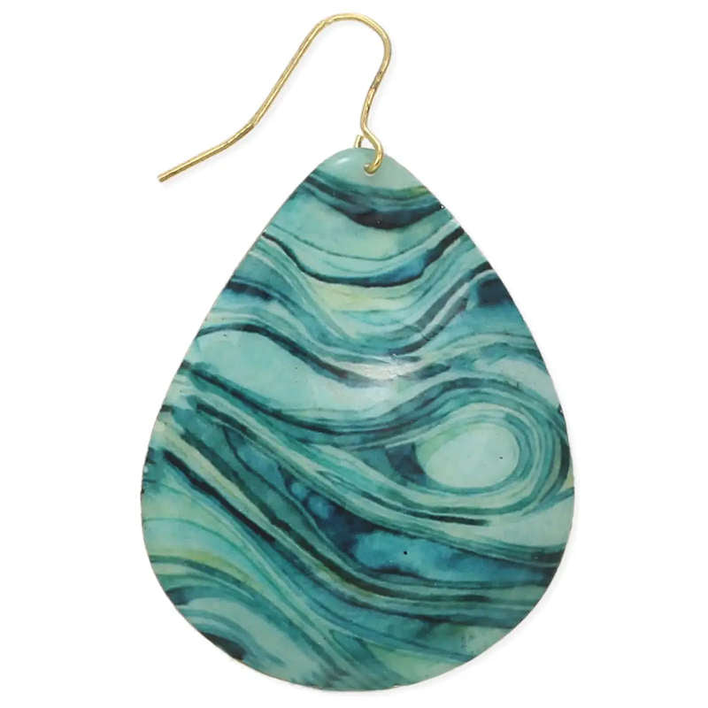 Marbled Blue Teardrop Earring