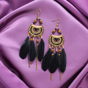 Black feather earrings