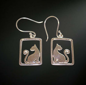 Sterling Silver cat earrings