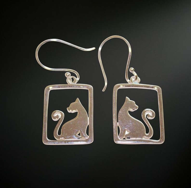 Sterling Silver cat earrings
