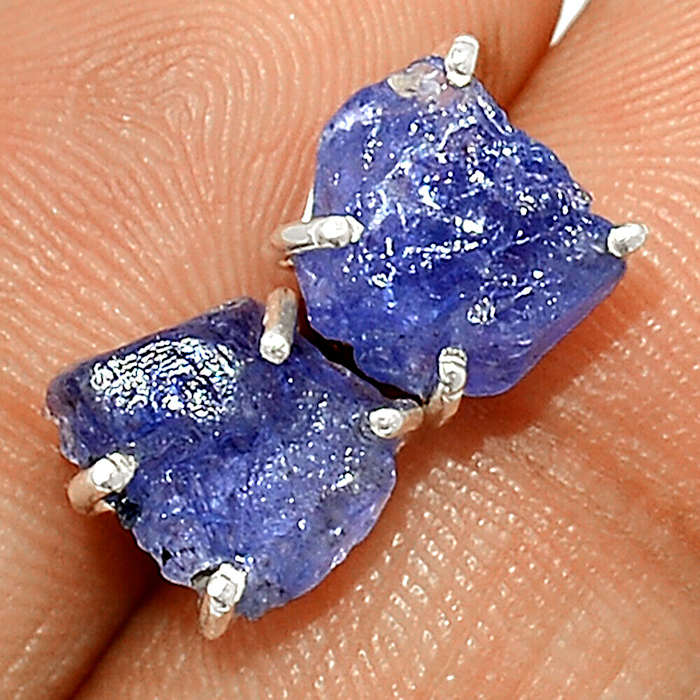 Rough tanzanite stud earrings