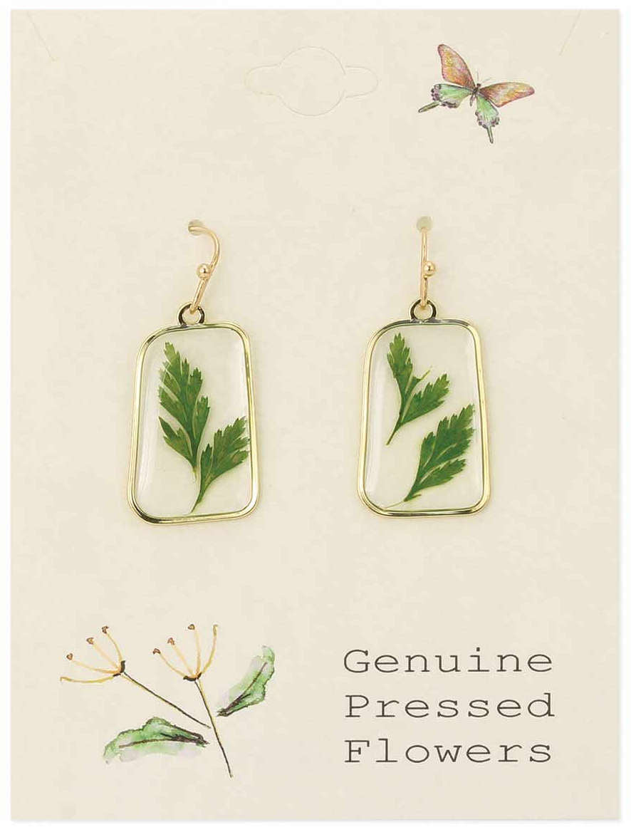 Genuine pressed fern leaf earrings