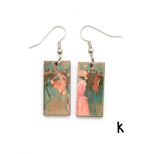 Toulouse Lautrec Earrings feature dancers from Moulin Rouge in Paris 