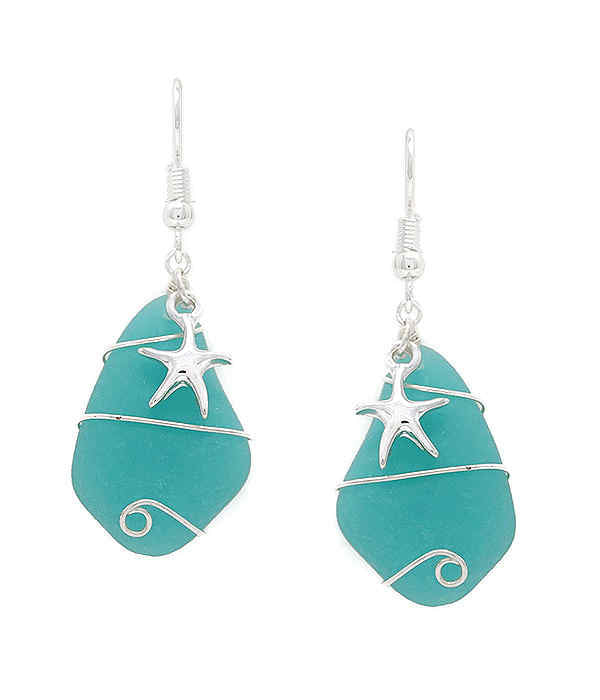 Starfish and sea Glass earrings