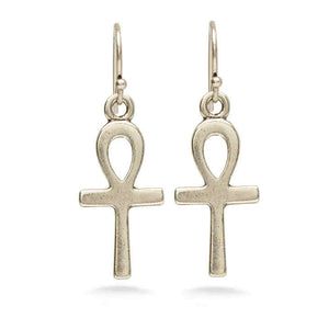 Antiqued silver finish pewter Ankh Earrings