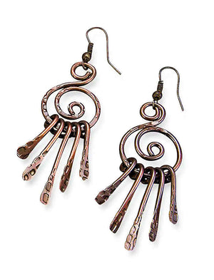Copper Spiral  Earrings