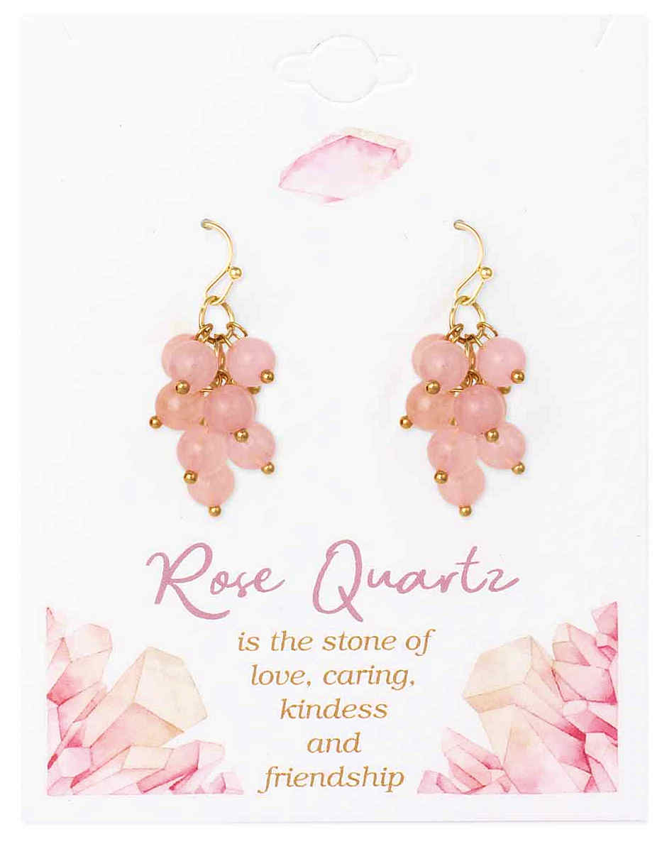 Rose Quartz Stone Cluster Earrings