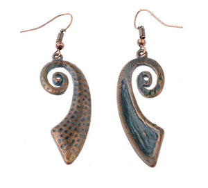Earring - Bronze & Patina Shell Shape
