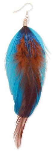 Bright Turquoise Feather Dangle Earring