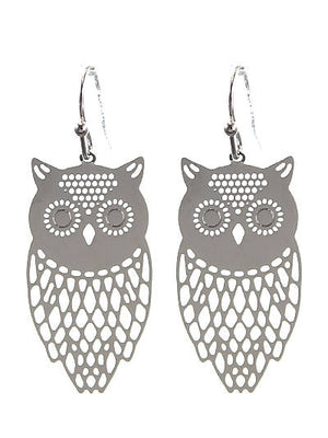 Owl Silver tone Earrings