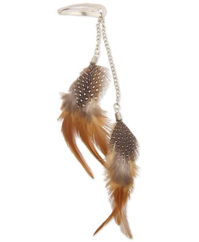 Brown Hair Feather Clip On