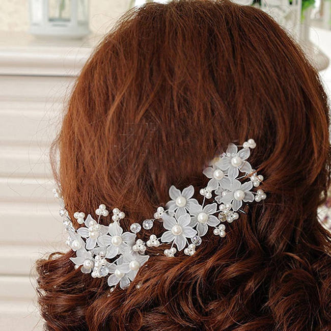 Flower Shape Hairpin Lovely Simulation Pearl