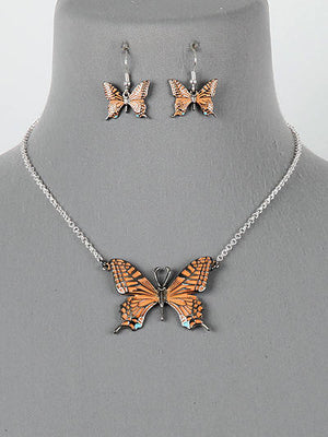 BUTTERFLY NECKLACE AND EARRING SET