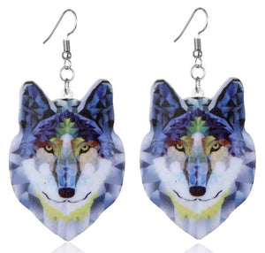 Wolf Acrylic Necklace and Earring Set