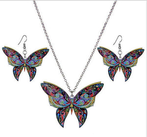 Butterfly Acrylic Necklace and Earring Set