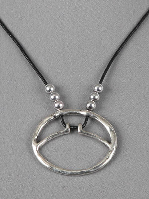 OVAL RING LEATHER NECKLACE SET