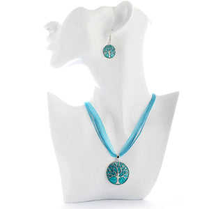 necklace earrings set turquoise tree of life