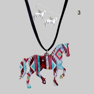 Horse necklace and earring set