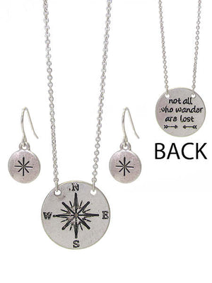 Not All Who Wander Are Lost  - Necklace and Earring Set