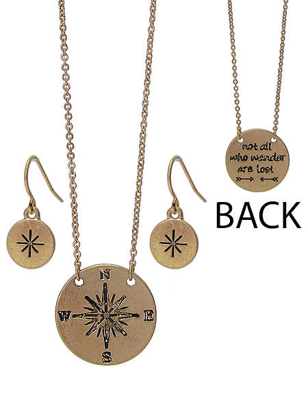 Not All Who Wander Are Lost  - Necklace and Earring Set