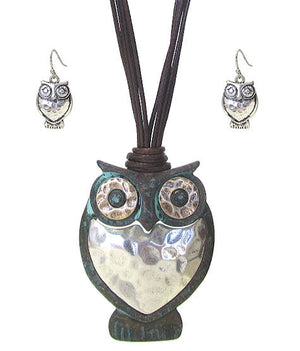 Owl Necklace and Earring Set