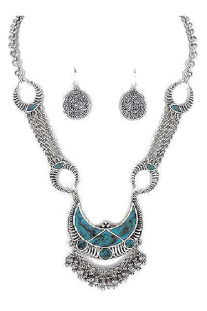 Stone Tribal Necklace and Earring Set