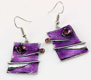 Earrings of Iridescent Purple with Rhinestones