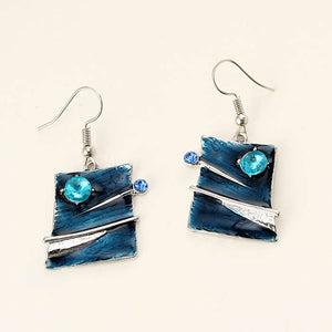 Earrings of Iridescent Blue with Rhinestones