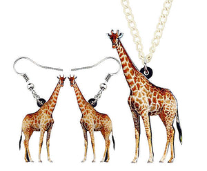 Giraffe Earrings and Necklace Set