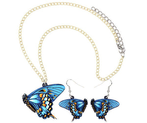 Swallowtail Butterfly Acrylic Necklace and Earring Set