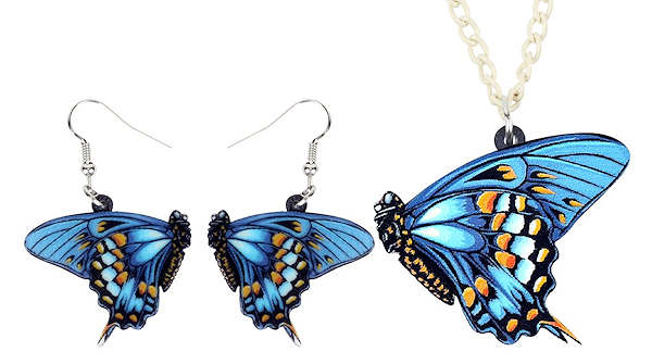 Butterfly Necklace and Earring Set - Swallowtail